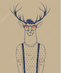Modern Deer With Glasses Diamond Paintings