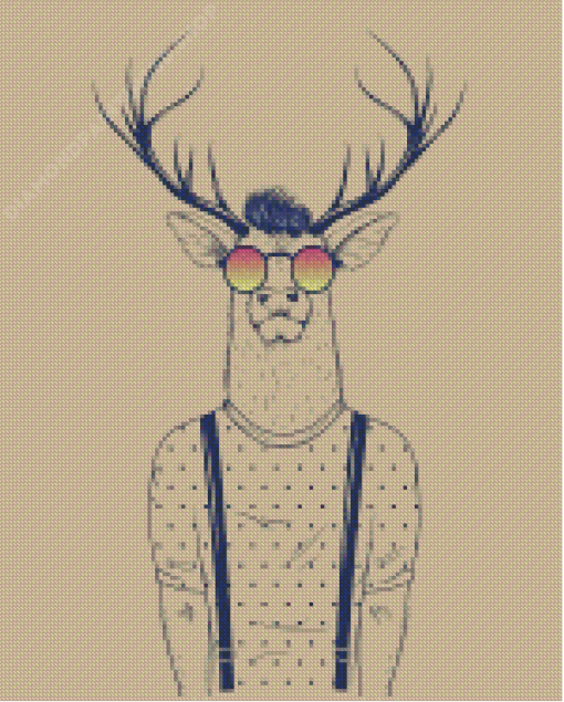 Modern Deer With Glasses Diamond Paintings