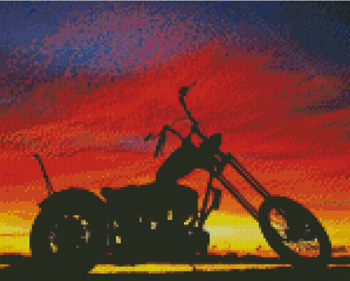 Motorbike Sunset Diamond Paintings