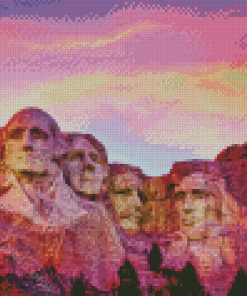 Mount Rushmore National Memorial Sunset Scene Diamond Paintings