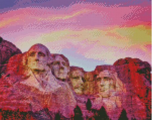Mount Rushmore National Memorial Sunset Scene Diamond Paintings
