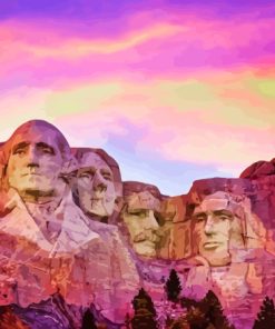 Mount Rushmore National Memorial Sunset Scene Diamond Painting