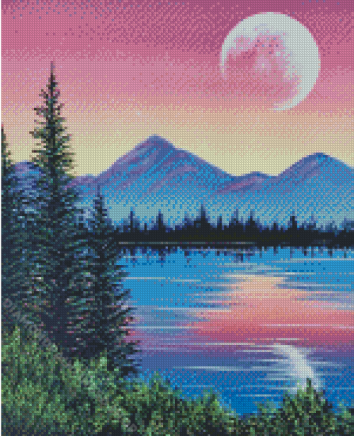 Mountain Night Illustration Diamond Paintings