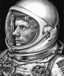 Nasa Astronaut Neil Armstrong Black And White Diamond Painting