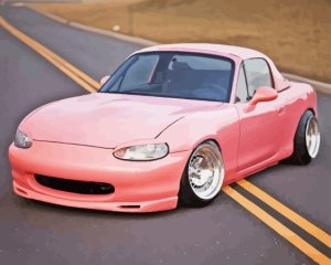 Pink Miata Car Diamond Painting