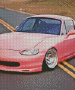 Pink Miata Car Diamond Paintings