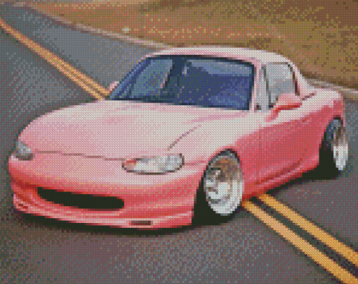 Pink Miata Car Diamond Paintings