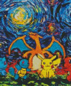 Pokemon Characters Starry Night Diamond Paintings