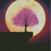 Purple Tree Blossom Moonlight Diamond Paintings
