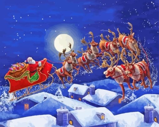 Santa Christmas Moon Diamond Painting