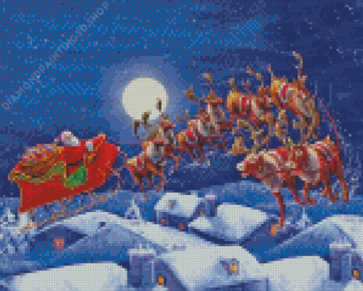 Santa Christmas Moon Diamond Paintings