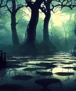 Spooky Swamp In Moonlight Diamond Painting