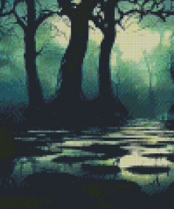 Spooky Swamp In Moonlight Diamond Paintings