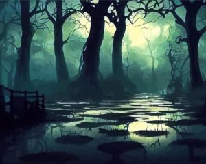 Spooky Swamp In Moonlight Diamond Painting