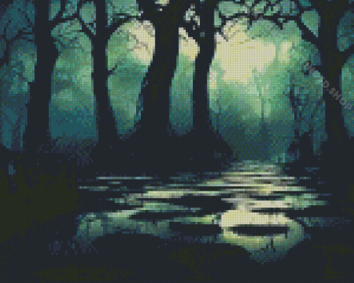 Spooky Swamp In Moonlight Diamond Paintings