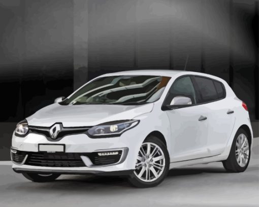 Sport Car White Renault Megane Diamond Painting