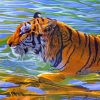 Tiger Swimming In The Water Diamond Painting
