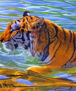 Tiger Swimming In The Water Diamond Painting