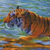 Tiger Swimming In The Water Diamond Paintings