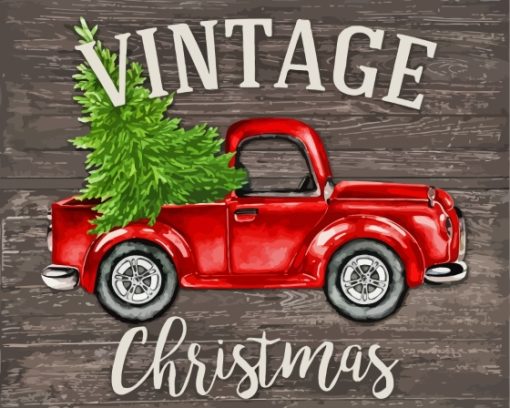 Vintage Christmas Ford Truck Diamond Painting