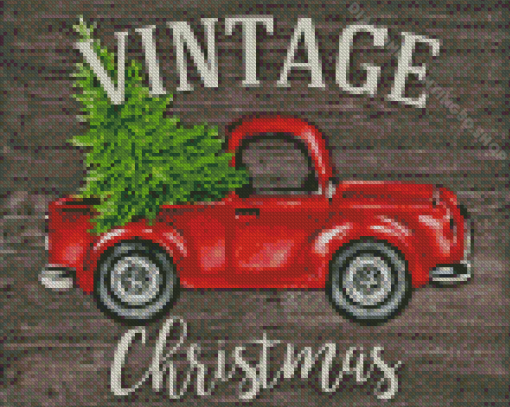 Vintage Christmas Ford Truck Diamond Paintings