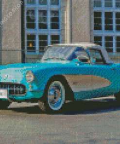 Vintage Blue Chevrolet Corvette Diamond Paintings