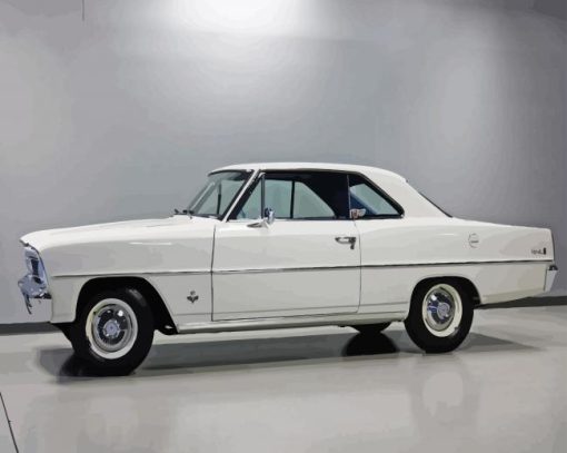 White Chevrolet Nova Car Diamond Painting