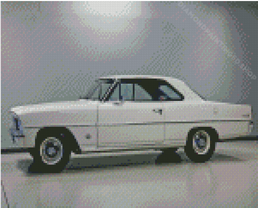 White Chevrolet Nova Car Diamond Paintings