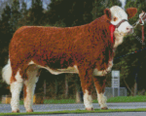 White And Brown Simmental Cattle Diamond Paintings