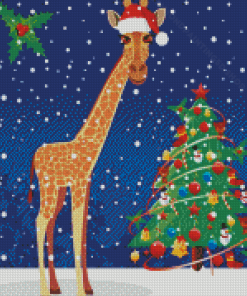 Winter Christmas Giraffe Diamond Paintings