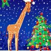 Winter Christmas Giraffe Diamond Painting