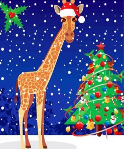 Winter Christmas Giraffe Diamond Painting