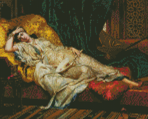 Woman Relaxing On A Chaise Longue Diamond Paintings