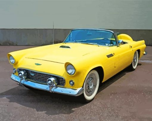 Yellow Thunderbird Ford Car Diamond Painting