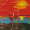 Abstract Sunset Wine Glass Diamond Paintings