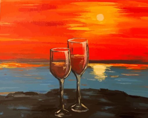 Abstract Sunset Wine Glass Diamond Painting