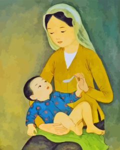 Aesthetic Asian Mother And Child Diamond Painting