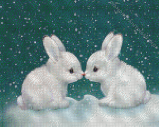 Aesthetic Rabbits In Snow Diamond Paintings