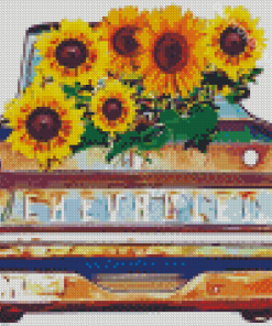 Aesthetic Sunflower In Truck Diamond Paintings
