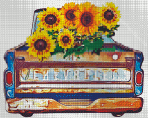 Aesthetic Sunflower In Truck Diamond Paintings