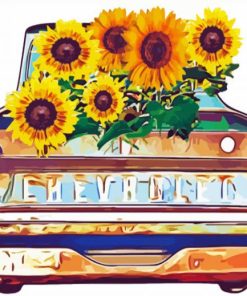 Aesthetic Sunflower In Truck Diamond Painting