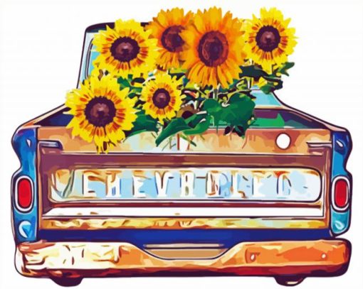 Aesthetic Sunflower In Truck Diamond Painting