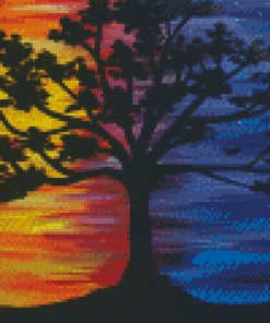 Aesthetic Sunset Trippy Tree Diamond Paintings