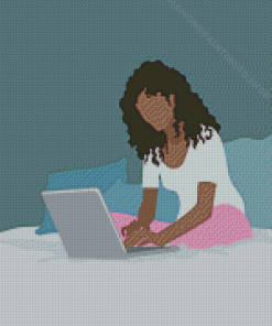 Aesthetic Woman Sitting On Bed Diamond Paintings