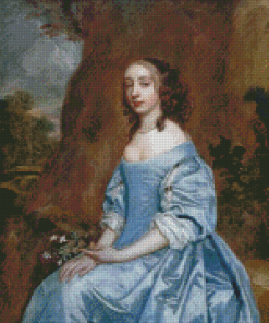 Beautiful Vintage Lady In Blue Dress Diamond Paintings