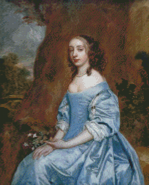 Beautiful Vintage Lady In Blue Dress Diamond Paintings