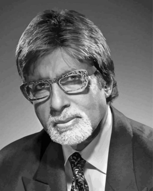 Black And White Amitabh Bachchan Diamond Painting