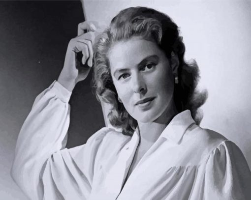 Black And White Ingrid Bergman Diamond Painting