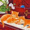 Cats Sleeping On Piano Diamond Painting