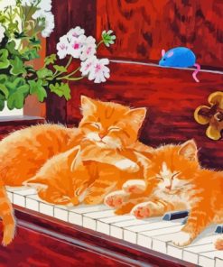 Cats Sleeping On Piano Diamond Painting